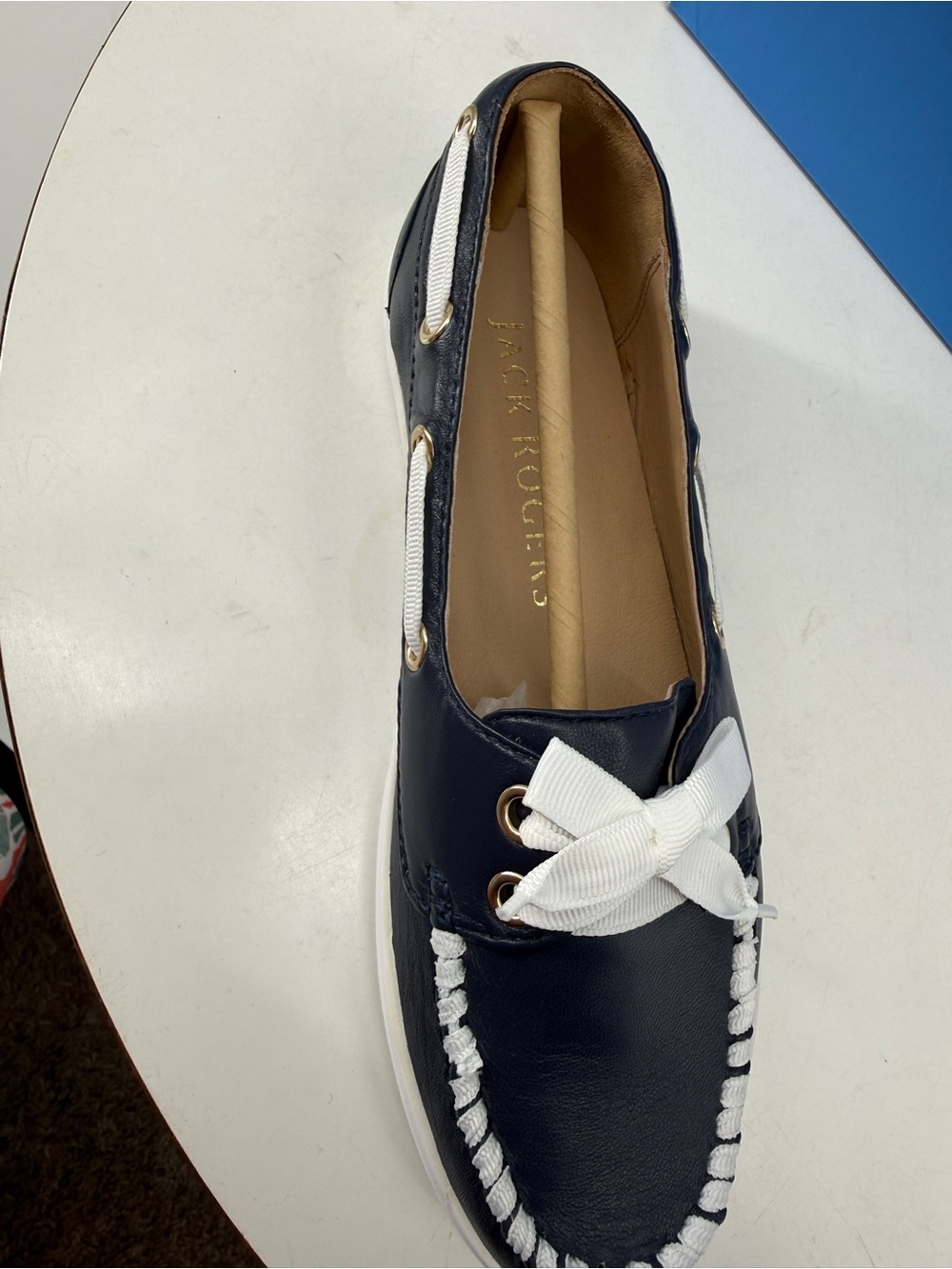 Jack Rogers Bonnie weekend loafer style 111221FL05 color midnight navy white bow - Picture 5 of 15